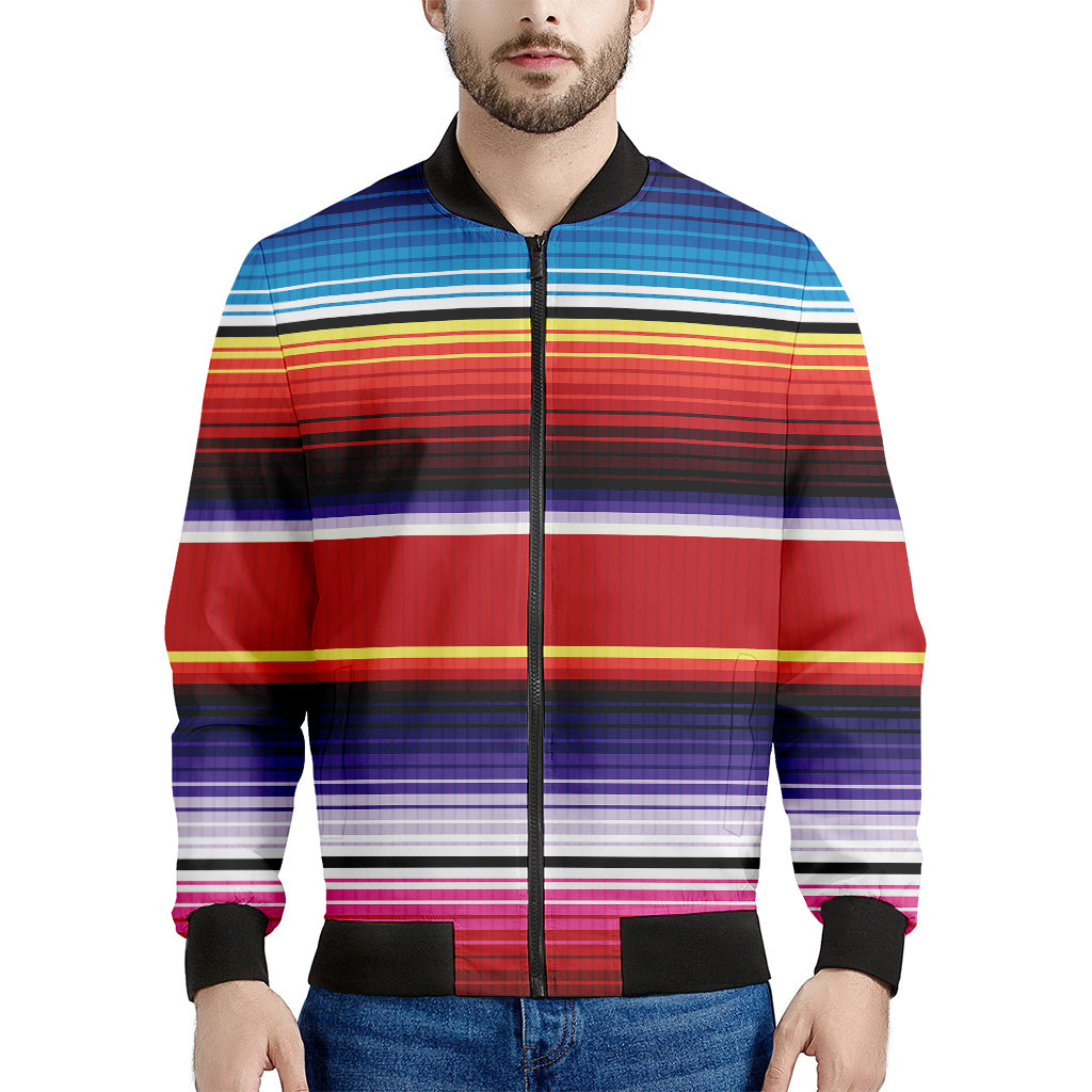 Tribal Serape Blanket Stripe Print Men's Bomber Jacket