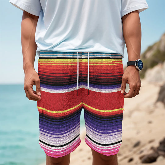 Tribal Serape Blanket Stripe Print Men's Cargo Shorts