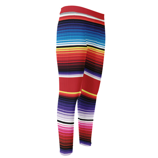 Tribal Serape Blanket Stripe Print Men's Compression Pants