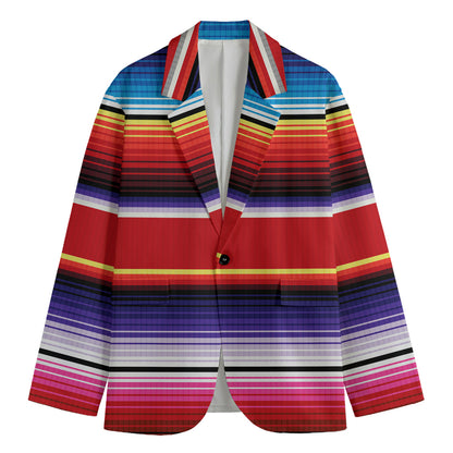 Tribal Serape Blanket Stripe Print Men's Cotton Blazer