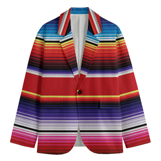 Tribal Serape Blanket Stripe Print Men's Cotton Blazer