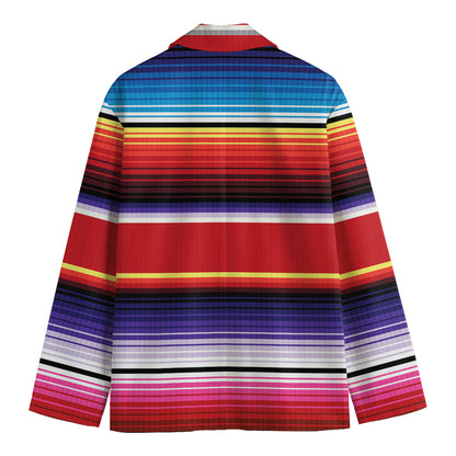 Tribal Serape Blanket Stripe Print Men's Cotton Blazer