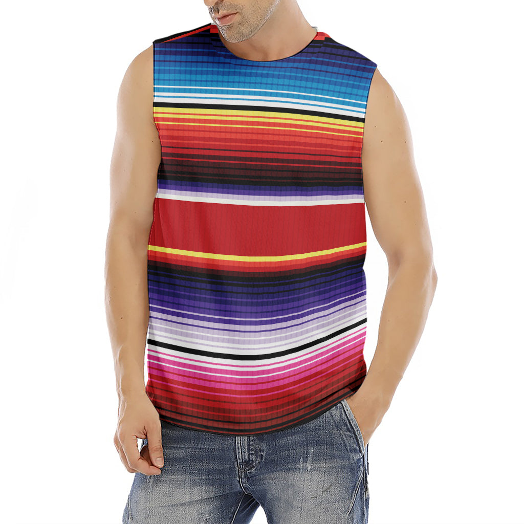 Tribal Serape Blanket Stripe Print Men's Fitness Tank Top