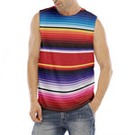 Tribal Serape Blanket Stripe Print Men's Fitness Tank Top