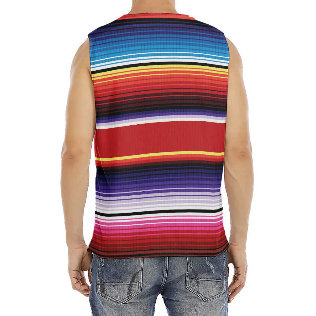 Tribal Serape Blanket Stripe Print Men's Fitness Tank Top