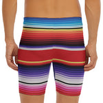 Tribal Serape Blanket Stripe Print Men's Long Boxer Briefs