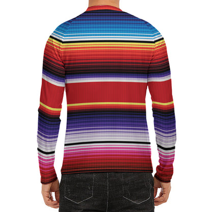 Tribal Serape Blanket Stripe Print Men's Long Sleeve Rash Guard