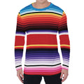 Tribal Serape Blanket Stripe Print Men's Long Sleeve T-Shirt