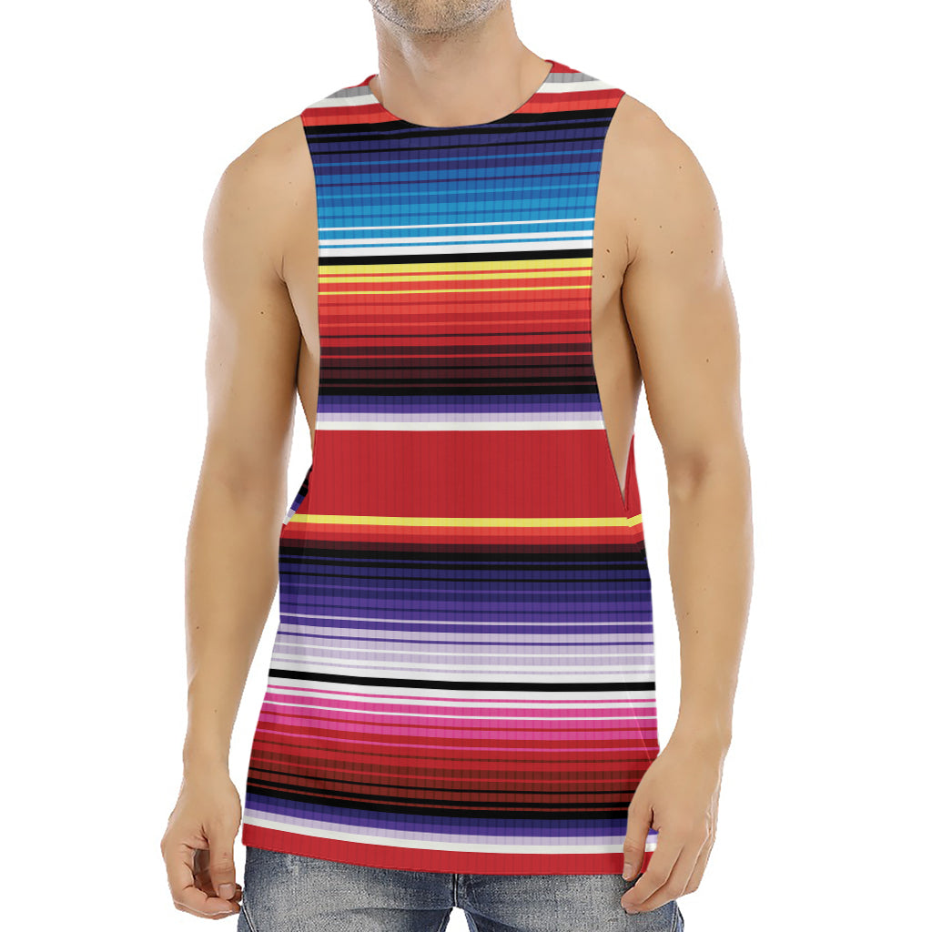 Tribal Serape Blanket Stripe Print Men's Muscle Tank Top