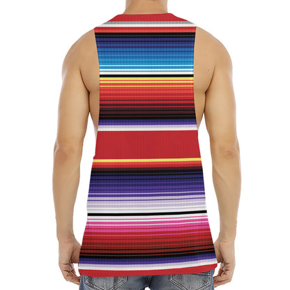 Tribal Serape Blanket Stripe Print Men's Muscle Tank Top