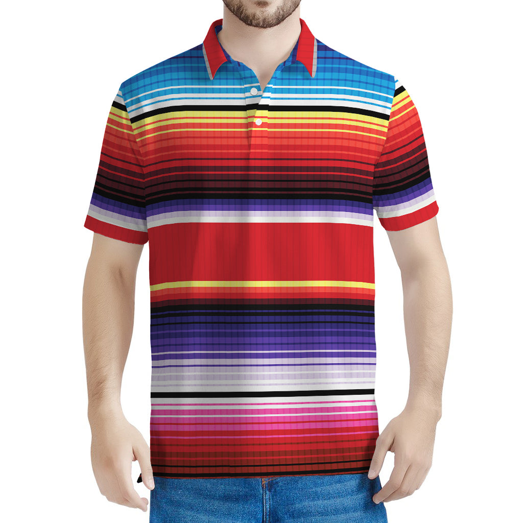 Tribal Serape Blanket Stripe Print Men's Polo Shirt