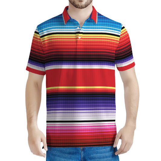 Tribal Serape Blanket Stripe Print Men's Polo Shirt