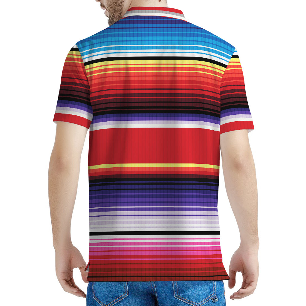 Tribal Serape Blanket Stripe Print Men's Polo Shirt