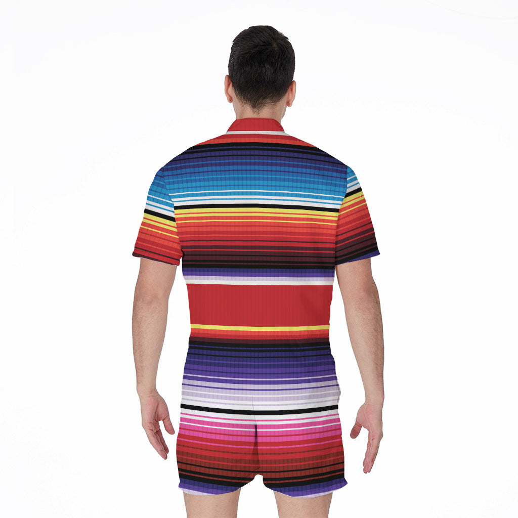 Tribal Serape Blanket Stripe Print Men's Rompers