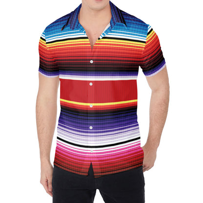 Tribal Serape Blanket Stripe Print Men's Shirt