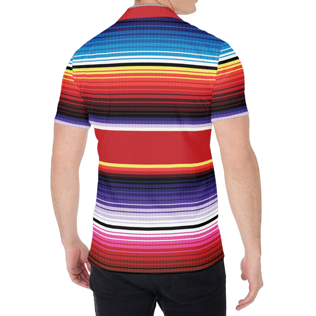 Tribal Serape Blanket Stripe Print Men's Shirt