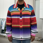 Tribal Serape Blanket Stripe Print Men's Shirt Jacket