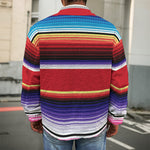 Tribal Serape Blanket Stripe Print Men's Shirt Jacket