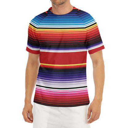 Tribal Serape Blanket Stripe Print Men's Short Sleeve Rash Guard