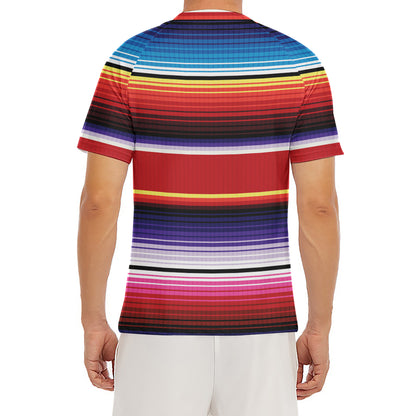 Tribal Serape Blanket Stripe Print Men's Short Sleeve Rash Guard