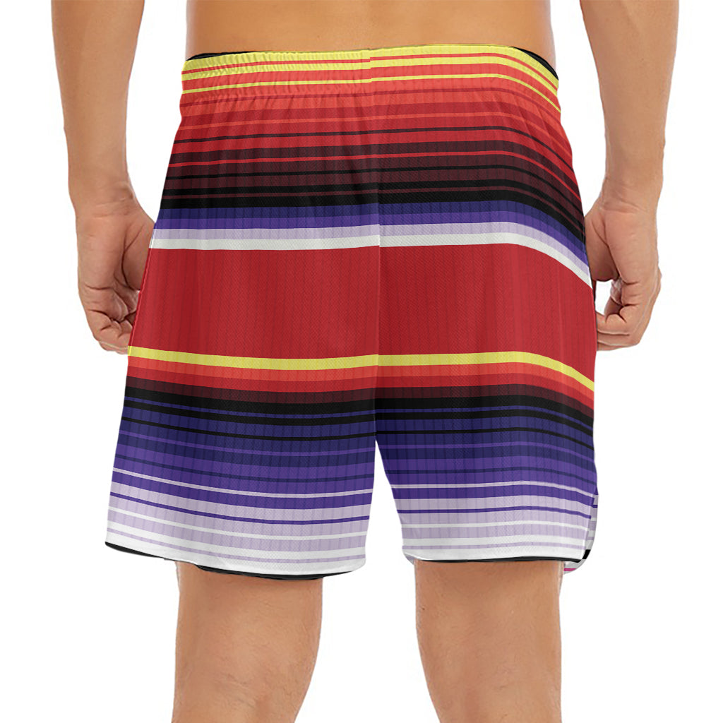 Tribal Serape Blanket Stripe Print Men's Split Running Shorts