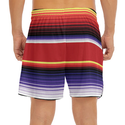 Tribal Serape Blanket Stripe Print Men's Split Running Shorts