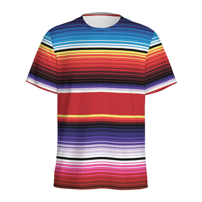 Tribal Serape Blanket Stripe Print Men's Sports T-Shirt