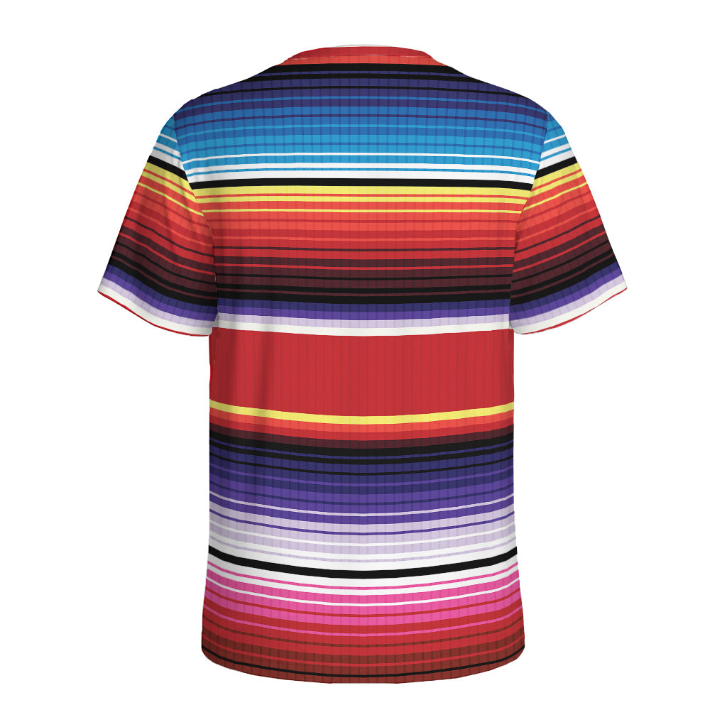 Tribal Serape Blanket Stripe Print Men's Sports T-Shirt