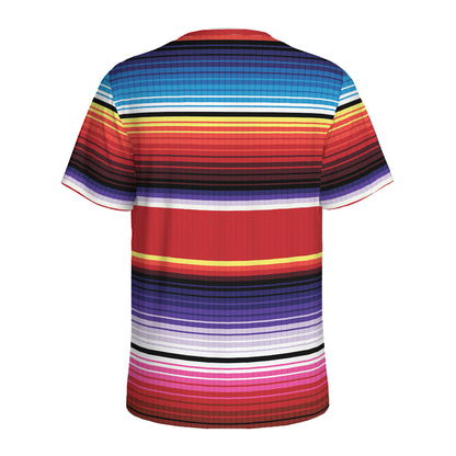 Tribal Serape Blanket Stripe Print Men's Sports T-Shirt