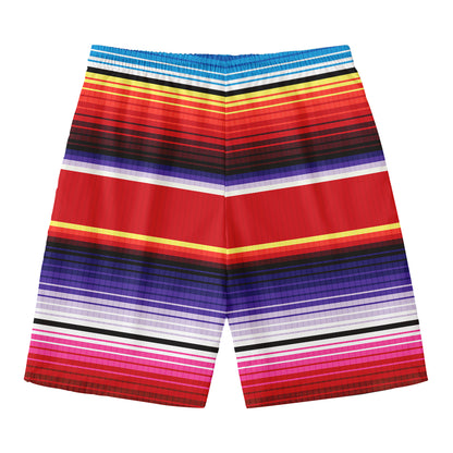 Tribal Serape Blanket Stripe Print Men's Swim Trunks