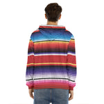 Tribal Serape Blanket Stripe Print Men's Velvet Pullover Hoodie