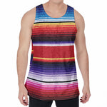 Tribal Serape Blanket Stripe Print Men's Velvet Tank Top