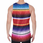 Tribal Serape Blanket Stripe Print Men's Velvet Tank Top