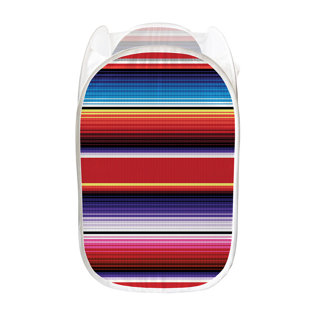Tribal Serape Blanket Stripe Print Mesh Laundry Hamper