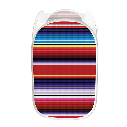Tribal Serape Blanket Stripe Print Mesh Laundry Hamper