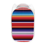 Tribal Serape Blanket Stripe Print Mesh Laundry Hamper