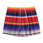 Tribal Serape Blanket Stripe Print Mesh Shorts