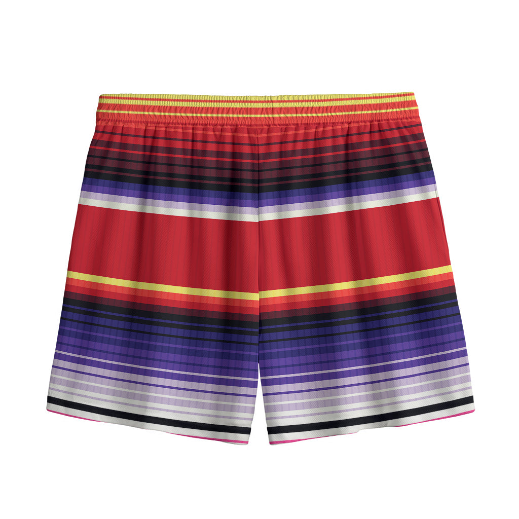 Tribal Serape Blanket Stripe Print Mesh Shorts