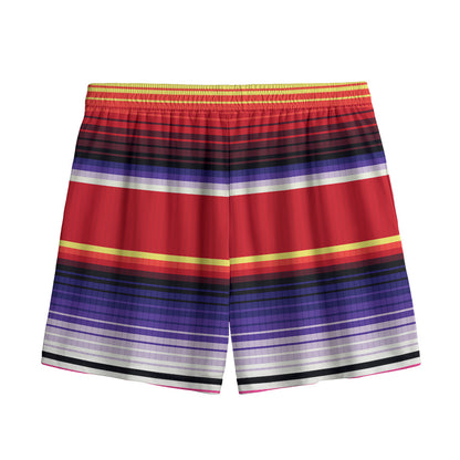 Tribal Serape Blanket Stripe Print Mesh Shorts