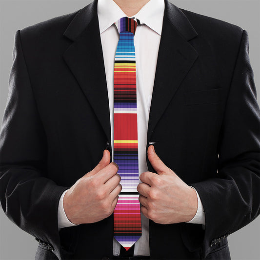Tribal Serape Blanket Stripe Print Necktie