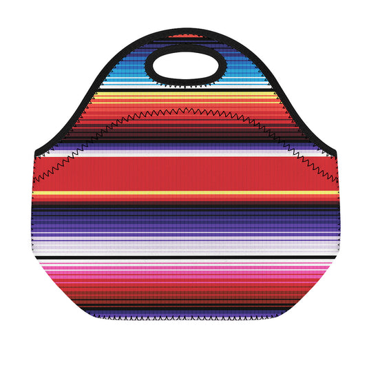 Tribal Serape Blanket Stripe Print Neoprene Lunch Bag