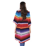 Tribal Serape Blanket Stripe Print Open Front Beach Cover Up