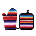 Tribal Serape Blanket Stripe Print Oven Mitt And Pot Holder Set