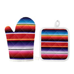 Tribal Serape Blanket Stripe Print Oven Mitt And Pot Holder Set