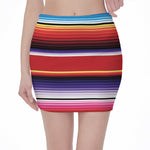 Tribal Serape Blanket Stripe Print Pencil Mini Skirt