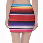 Tribal Serape Blanket Stripe Print Pencil Mini Skirt
