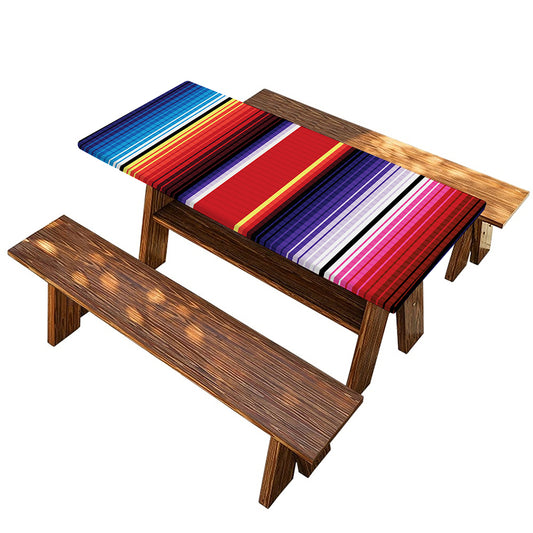 Tribal Serape Blanket Stripe Print Picnic Table Cover