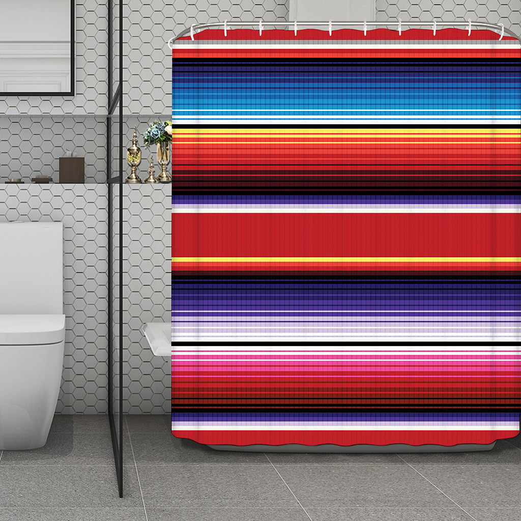 Tribal Serape Blanket Stripe Print Polyester Shower Curtain
