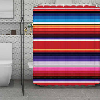 Tribal Serape Blanket Stripe Print Polyester Shower Curtain