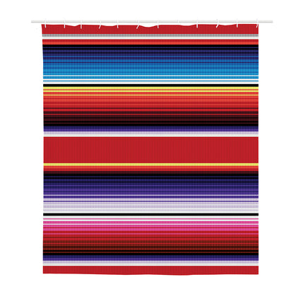 Tribal Serape Blanket Stripe Print Polyester Shower Curtain